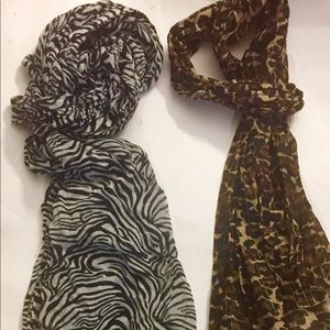 Pair of animal print scarves,zebra & leopard grr😉
